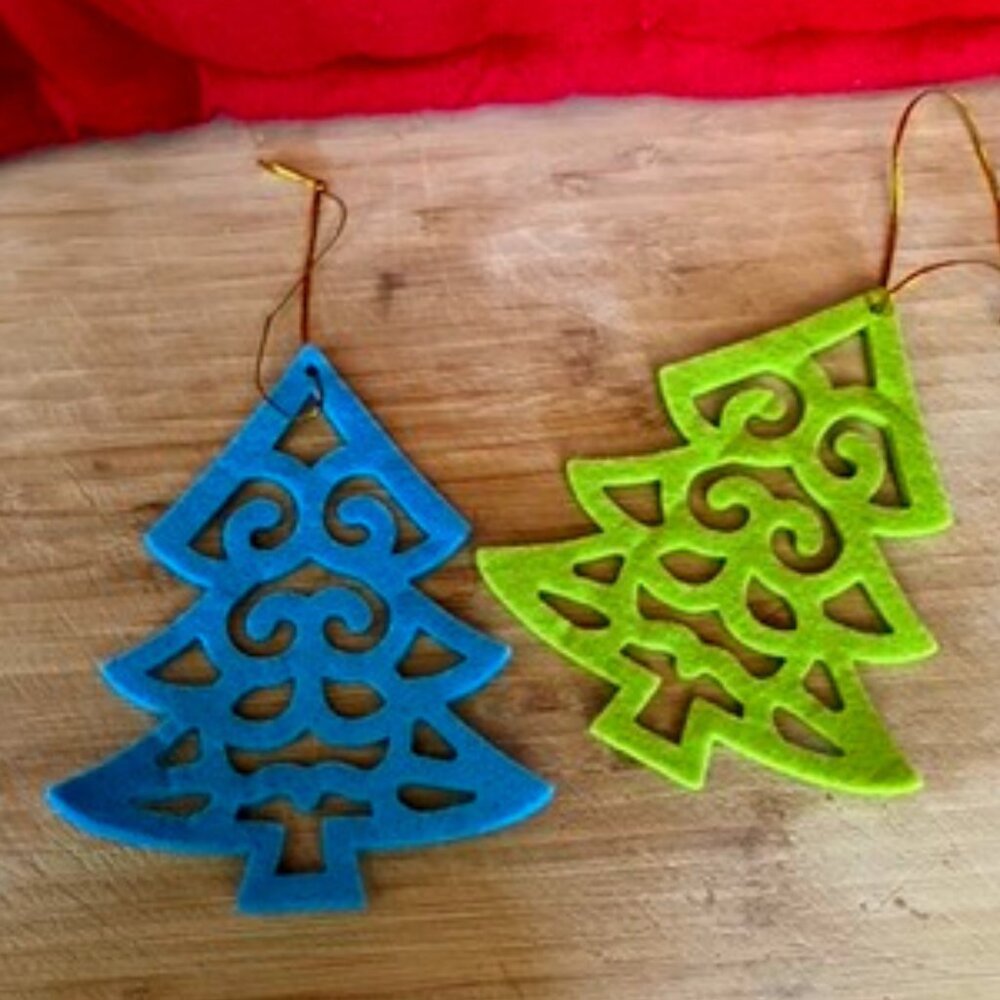 Holiday - Christmas Tree Ornaments (2) - Blue & Green